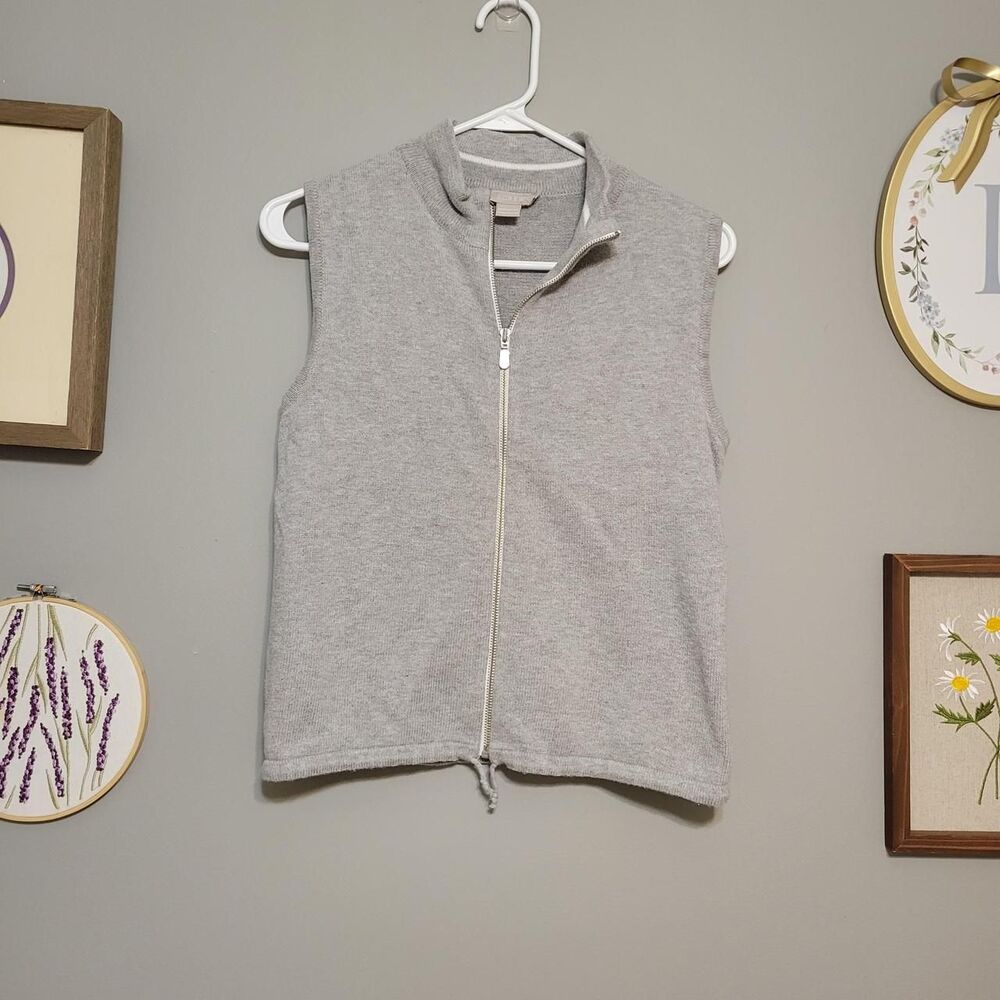 Vintage 90s J.Crew Gray Knit Zip-Up Vest Made in USA Capsule Preppy Minimal
